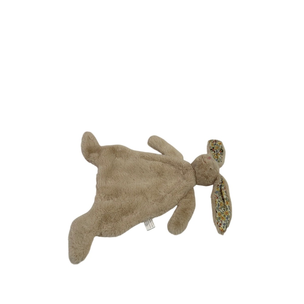 Creative Co-Op Bunny Lovey 16" Tan Floral Ear Plush Security Blanket Kids